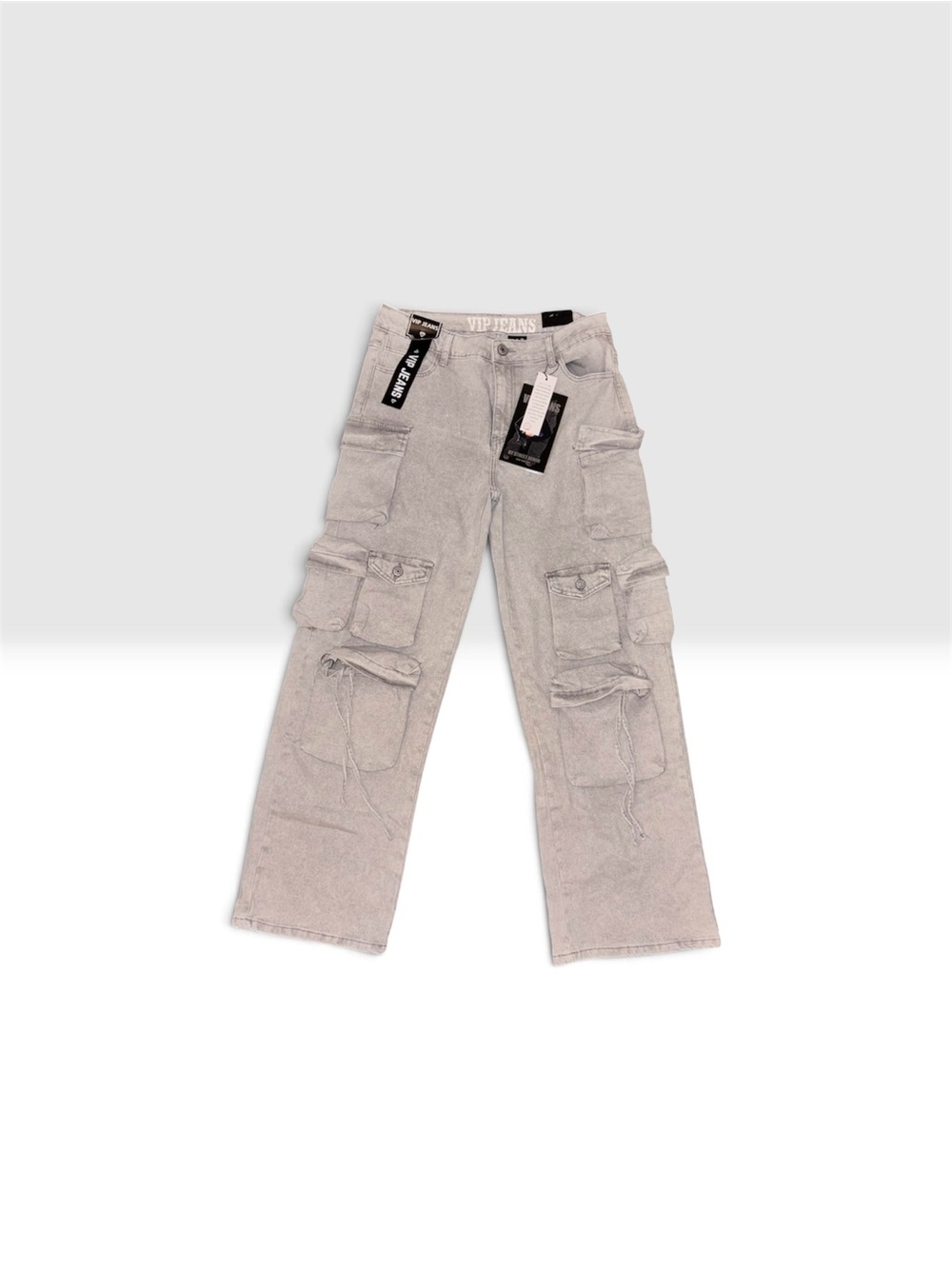 VIP woman’s Gray Cargo Pants with Multi-Pocket Design
